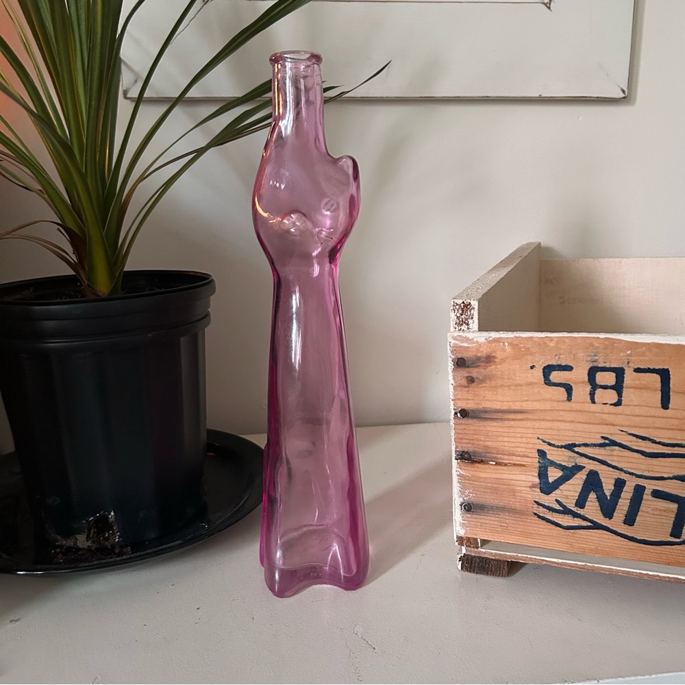 Kitty Cat Pink Glass Vase